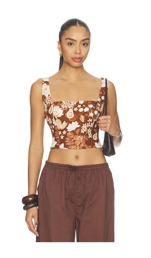 Verandah Square Neck Crop Blouse in Chocolate by VERANDAH