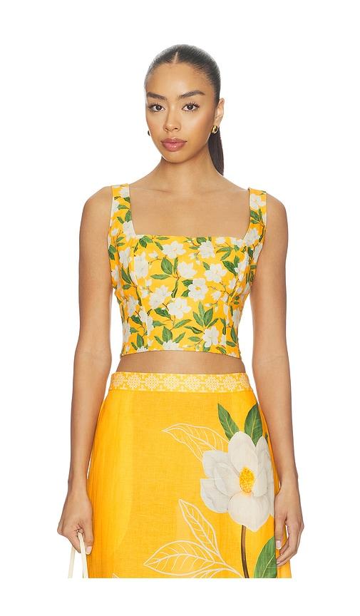 Verandah Square Neck Sleeveless Blouse in Yellow by VERANDAH