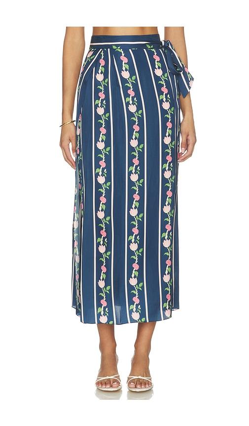 Verandah Toran Silk Luxe Skirt in Blue by VERANDAH