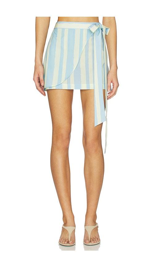 Verandah Wrap Mini Skirt in Blue,Cream by VERANDAH