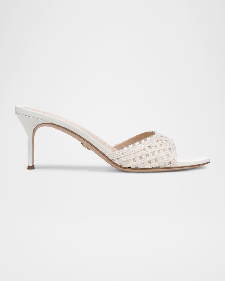 65mm Tia Lattice Raffia Mid-Heel Sandals by VERONICA BEARD