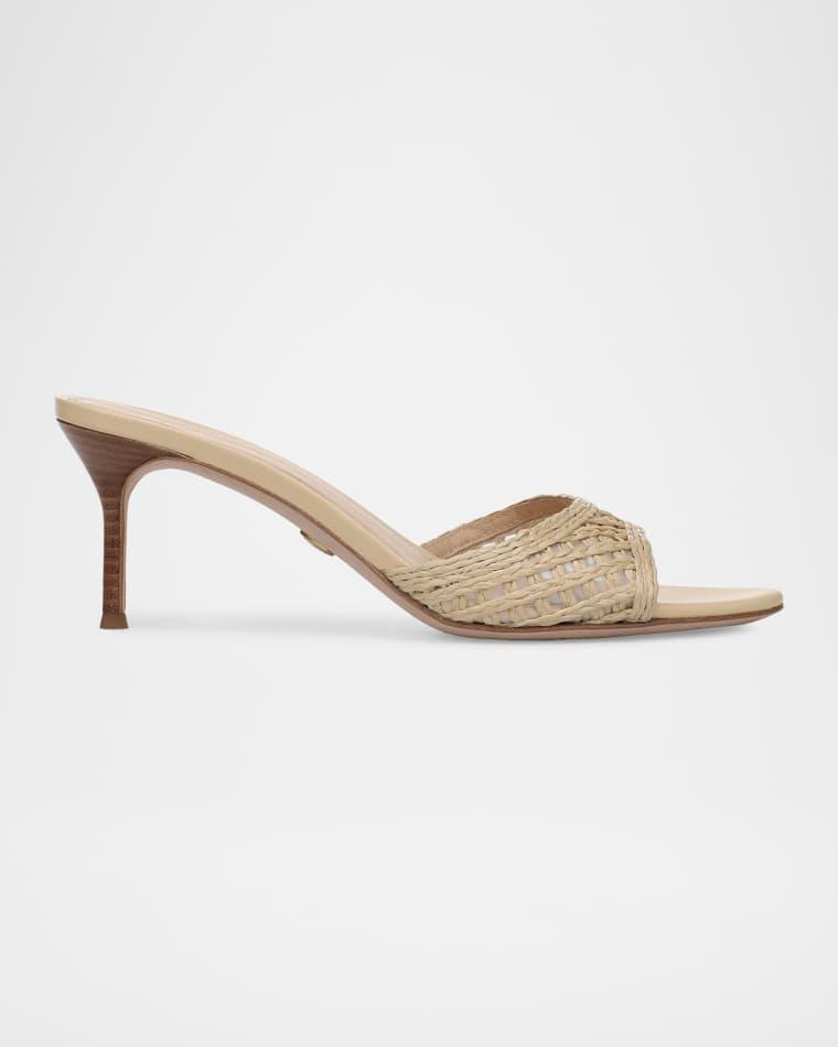 65mm Tia Lattice Raffia Mid-Heel Sandals by VERONICA BEARD