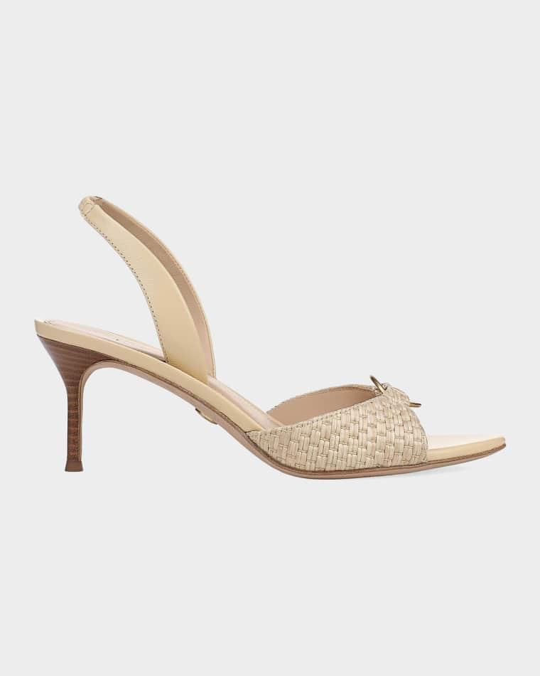 65mm Tia Raffia and Leather Slingback Sandals by VERONICA BEARD