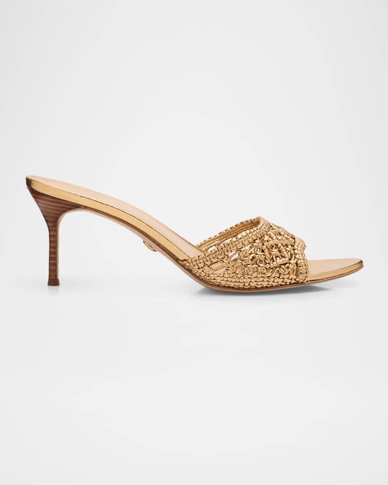 70mm Tia Macrame Metallic Leather Sandals by VERONICA BEARD