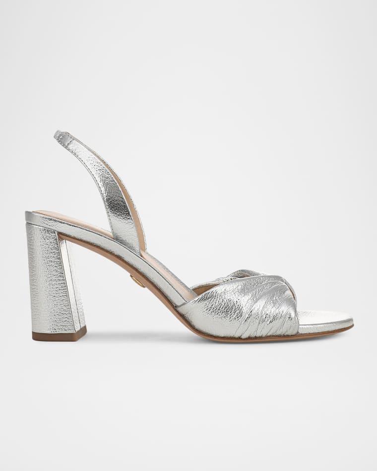 75mm Tullia Metallic Leather Block-Heel Sandals by VERONICA BEARD