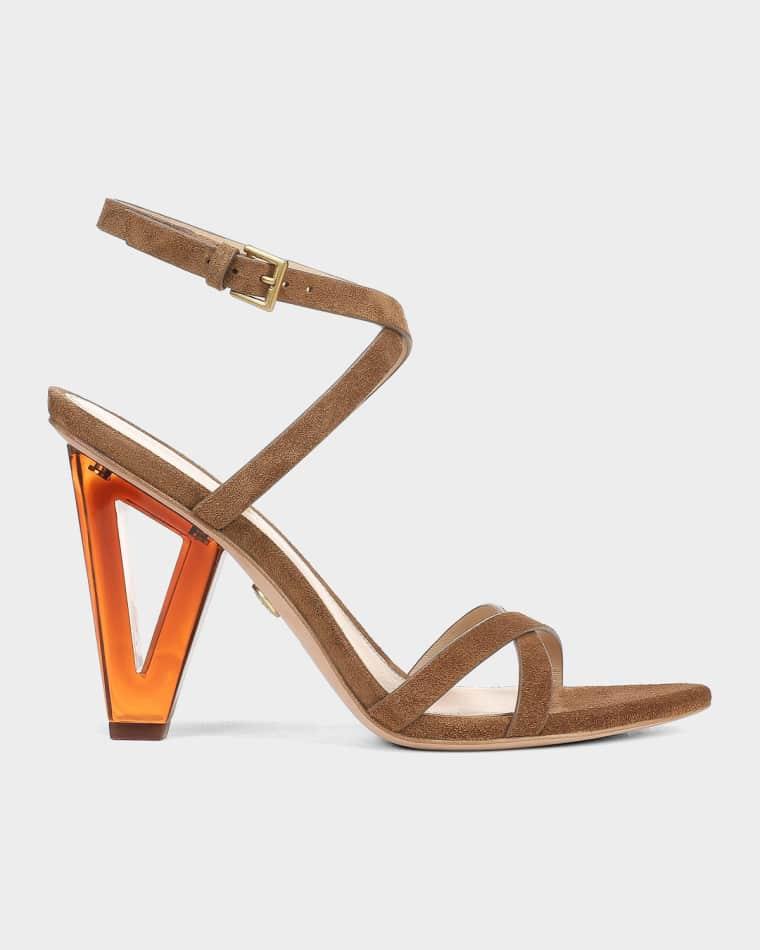 90mm Lanaya Suede Ankle-Strap Sandals by VERONICA BEARD