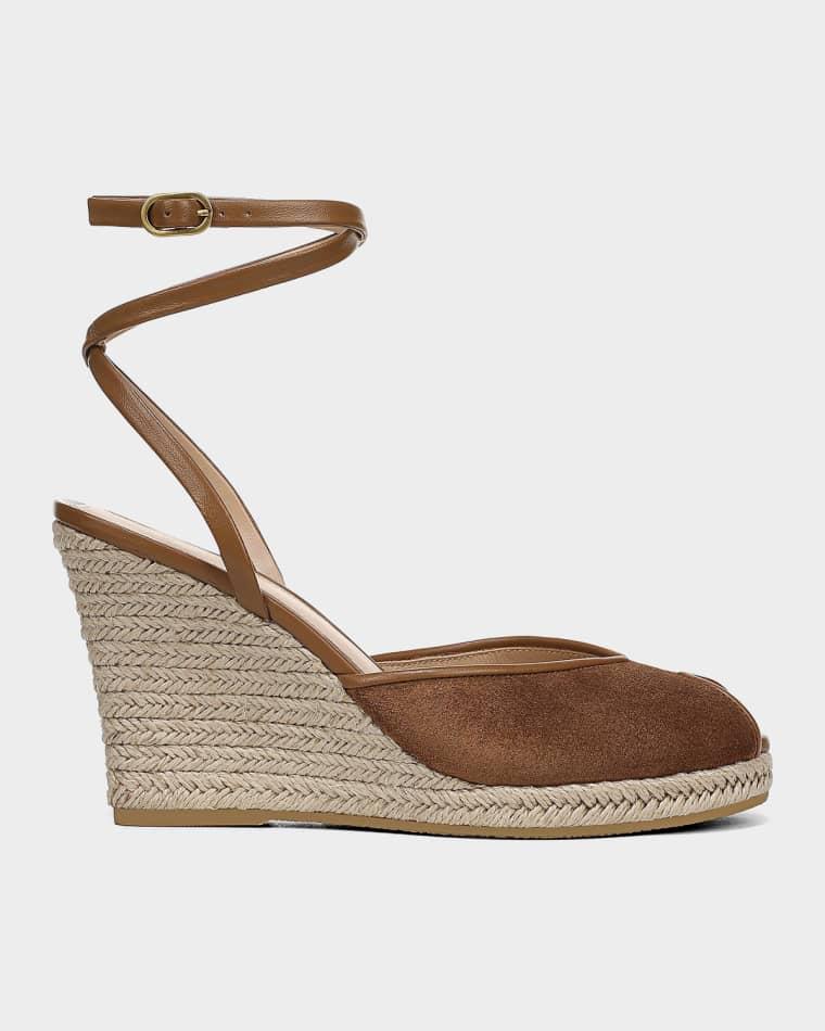 90mm Pasina Suede Ankle-Wrap Espadrille Sandals by VERONICA BEARD