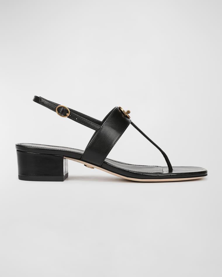 Andie Toggle Leather Block-Heel Slingback Sandals by VERONICA BEARD