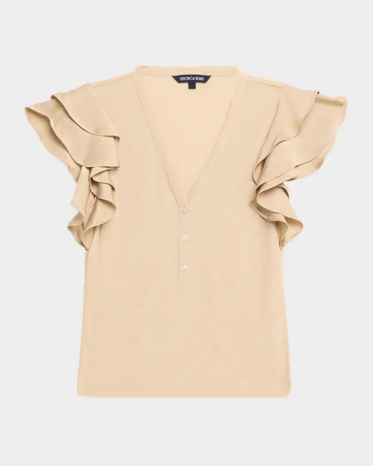 Aphrodite Flutter-Sleeve Top by VERONICA BEARD