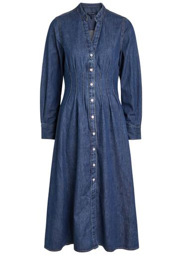 Arcadia pintuck denim midi dress by VERONICA BEARD