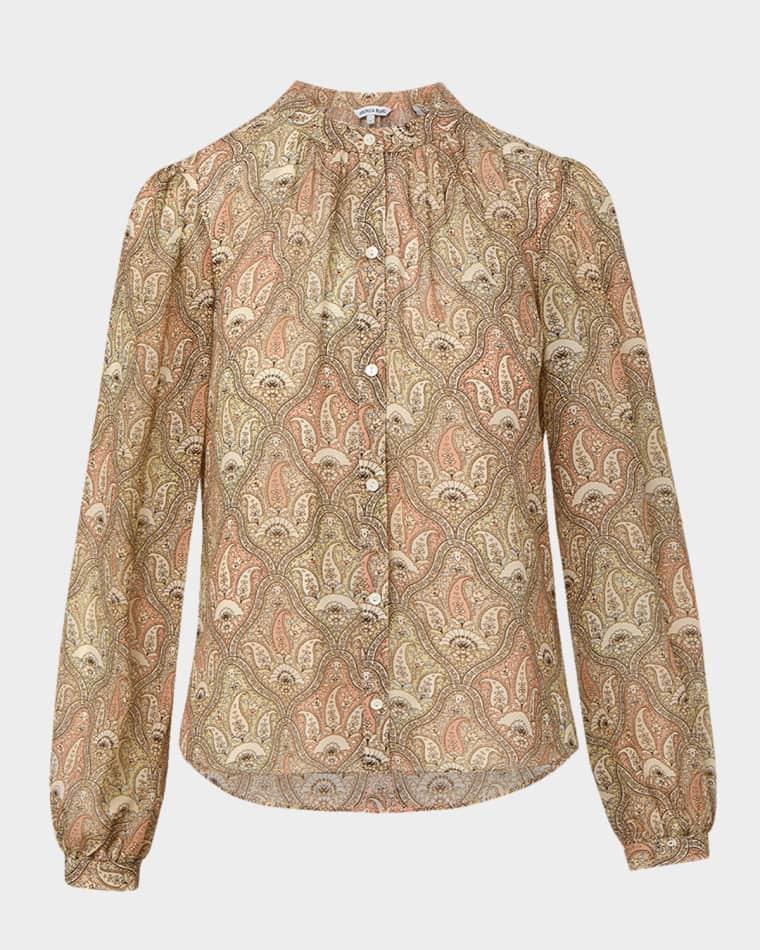Ashlynn Long-Sleeve Silk Blouse by VERONICA BEARD