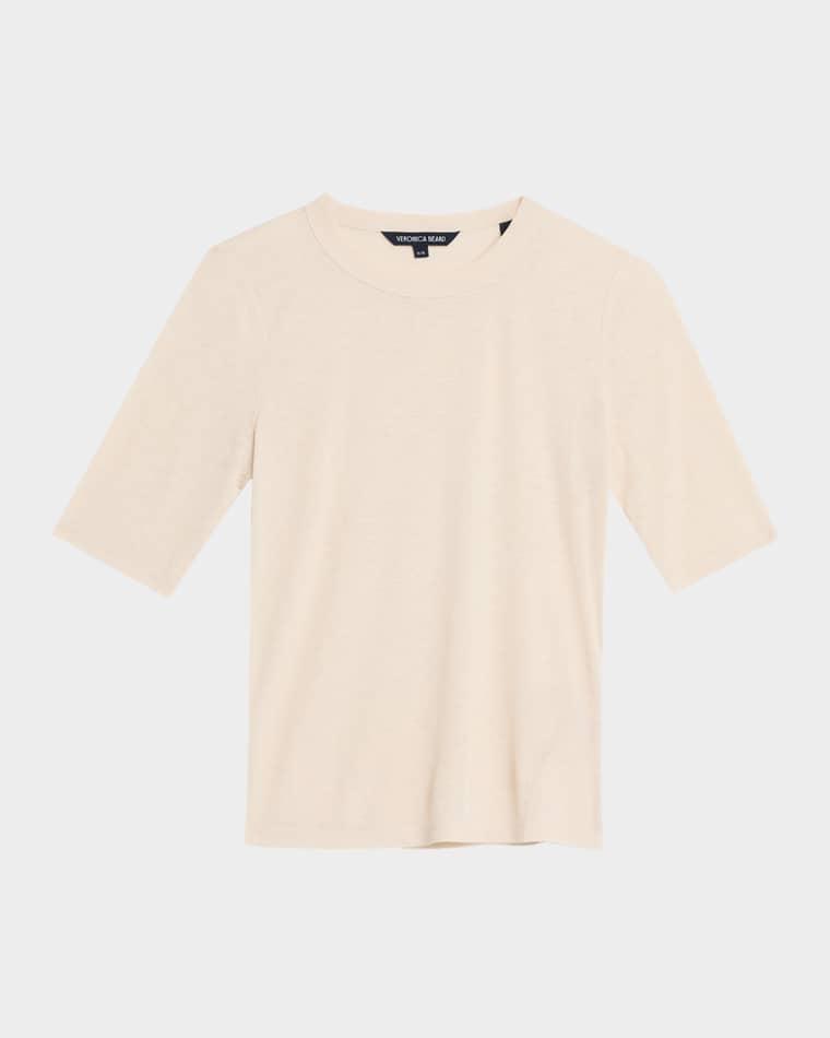 Auclair Knit Elbow-Sleeve Tee by VERONICA BEARD
