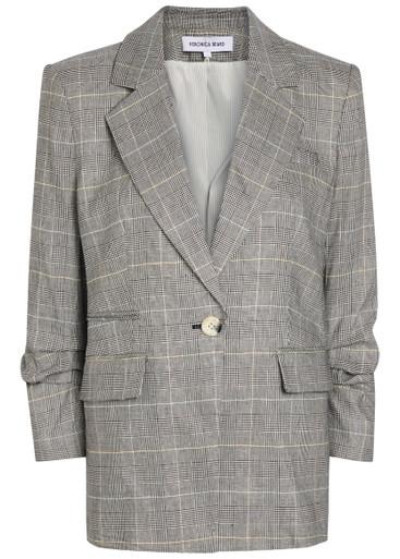 Battista checked linen-blend blazer by VERONICA BEARD