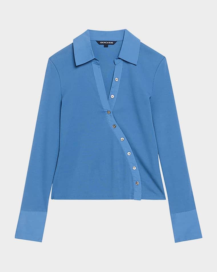 Brenner Long-Sleeve Asymmetric Button Top by VERONICA BEARD