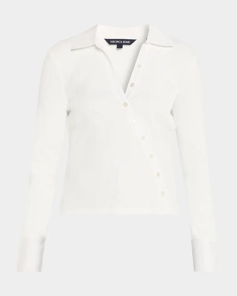 Brenner Long-Sleeve Asymmetric Button Top by VERONICA BEARD