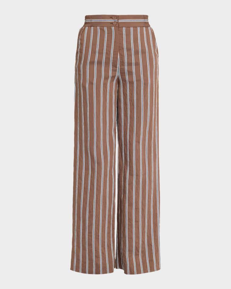 Carraway Striped Wide-Leg Pants by VERONICA BEARD