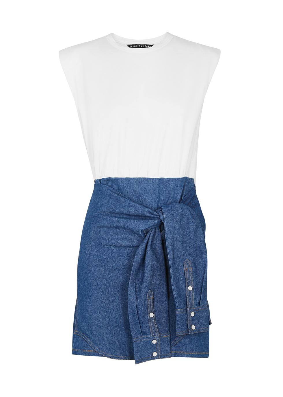 Clayton white cotton and denim dress by VERONICA BEARD Clayton white cotton and denim dress by VERONICA BEARD