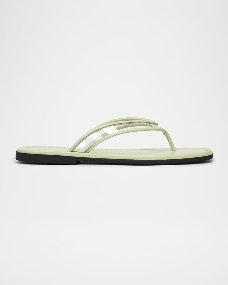 Clea Leather-Trimmed Jelly Thong Sandals by VERONICA BEARD
