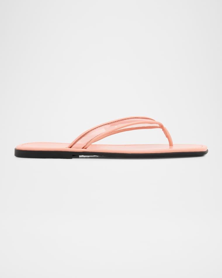 Clea Leather-Trimmed Jelly Thong Sandals by VERONICA BEARD