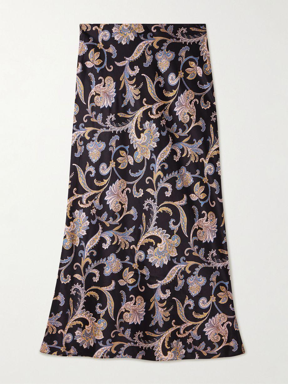 Clover paisley-print silk-blend charmeuse midi skirt by VERONICA BEARD