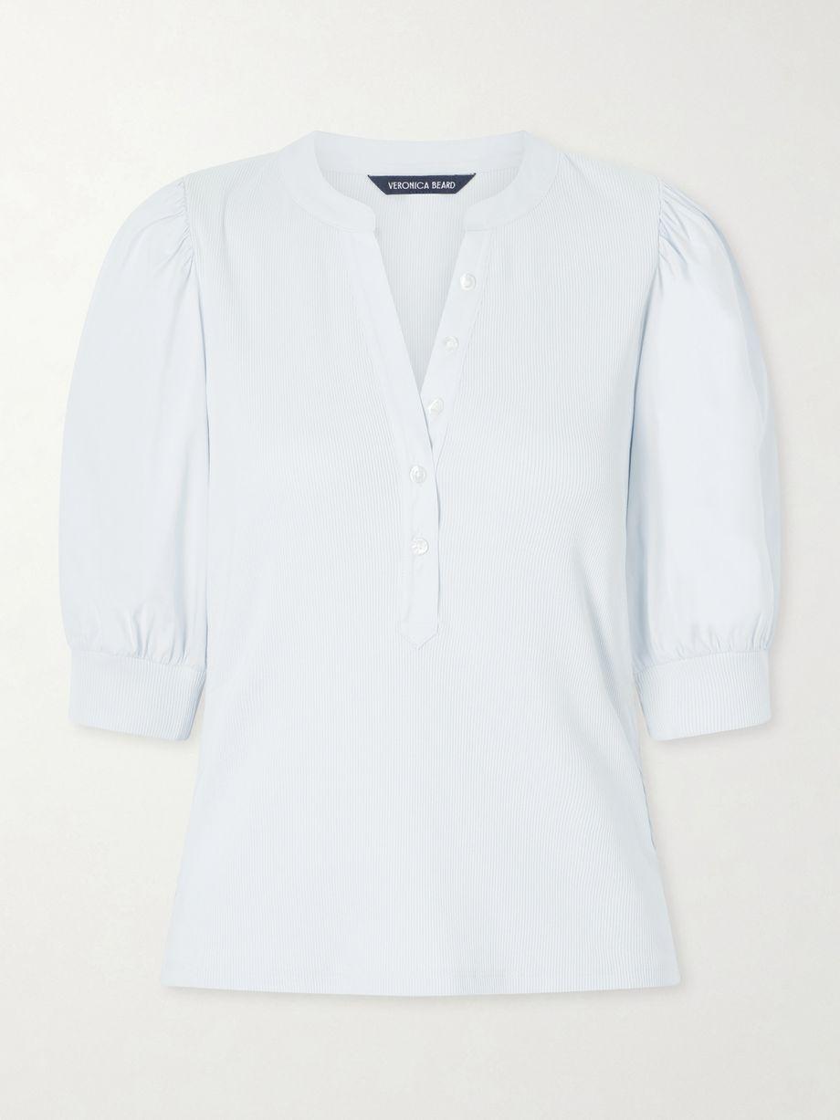 Coralee poplin and ribbed stretch-Pima cotton-jersey top by VERONICA BEARD