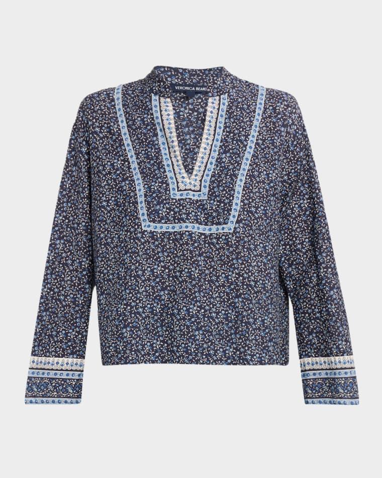 Cyra Floral V-Neck Blouse by VERONICA BEARD