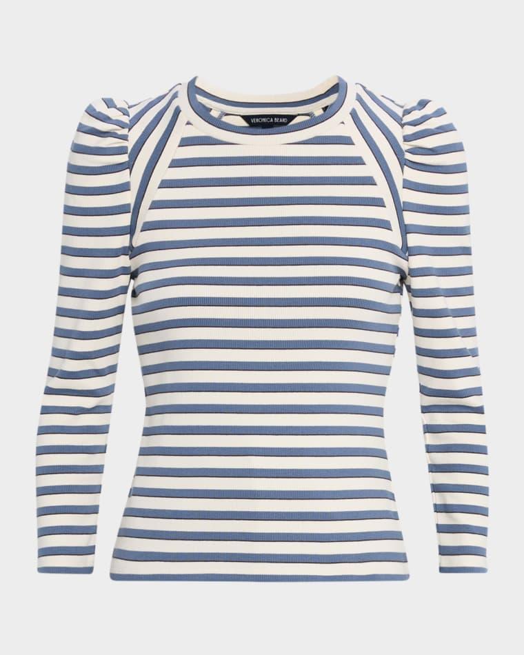Delano Stripe Puff-Sleeve Top by VERONICA BEARD