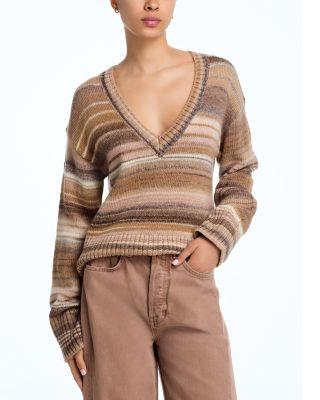 Diora Striped V Neck Sweater by VERONICA BEARD