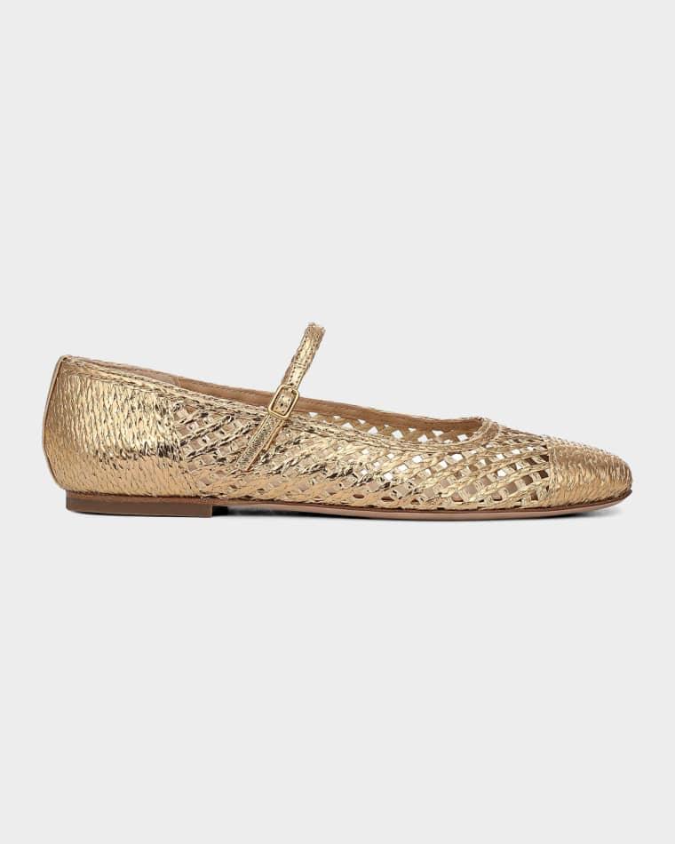 Ellie Metallic Raffia Ballerina Flats by VERONICA BEARD