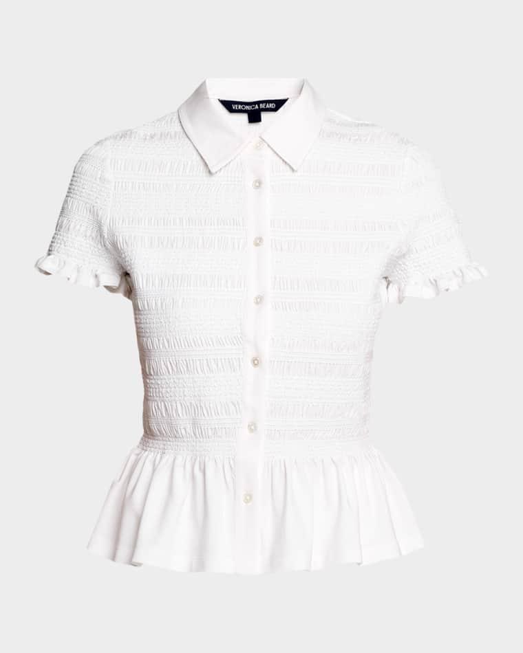 Ellisandra Smocked Short-Sleeve Top by VERONICA BEARD