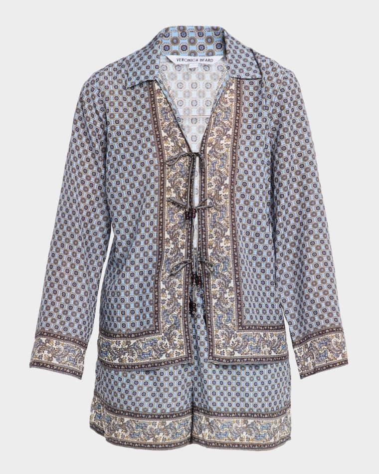 Eva Scarf-Print Tie Blouse by VERONICA BEARD