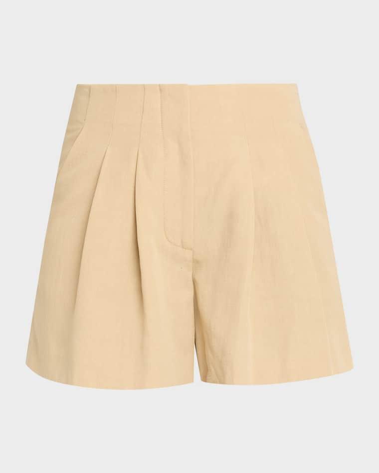 Gables Pleated Linen-Blend Shorts by VERONICA BEARD