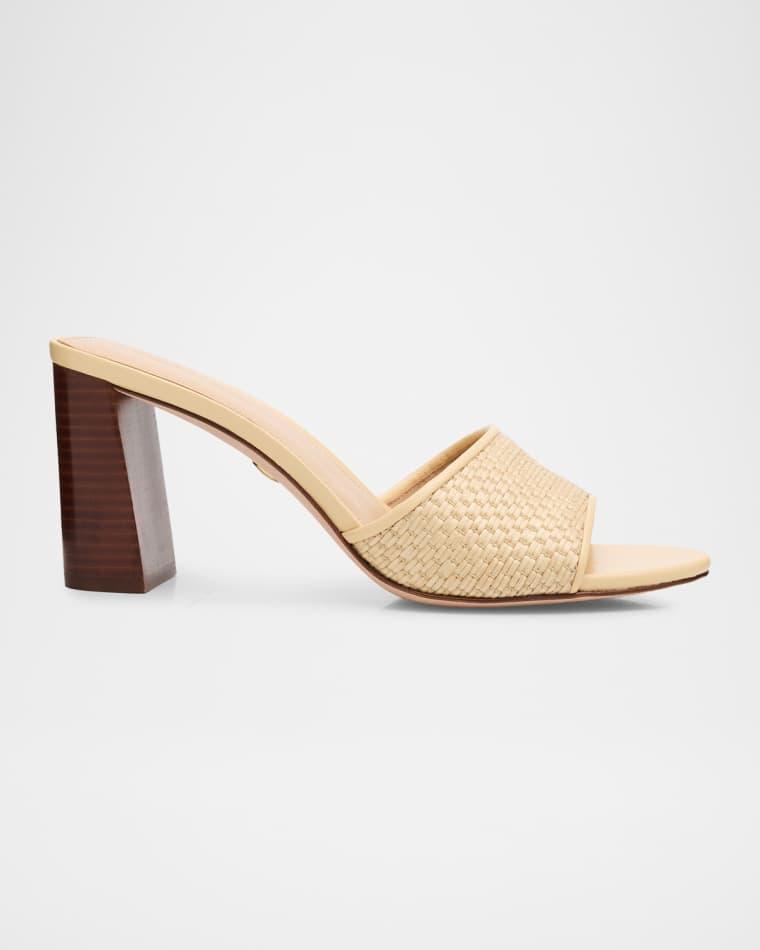 Galessa Raffia & Leather Block-Heel Sandals by VERONICA BEARD