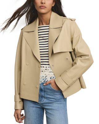 Heathcliff Cropped Leather Trench Coat by VERONICA BEARD