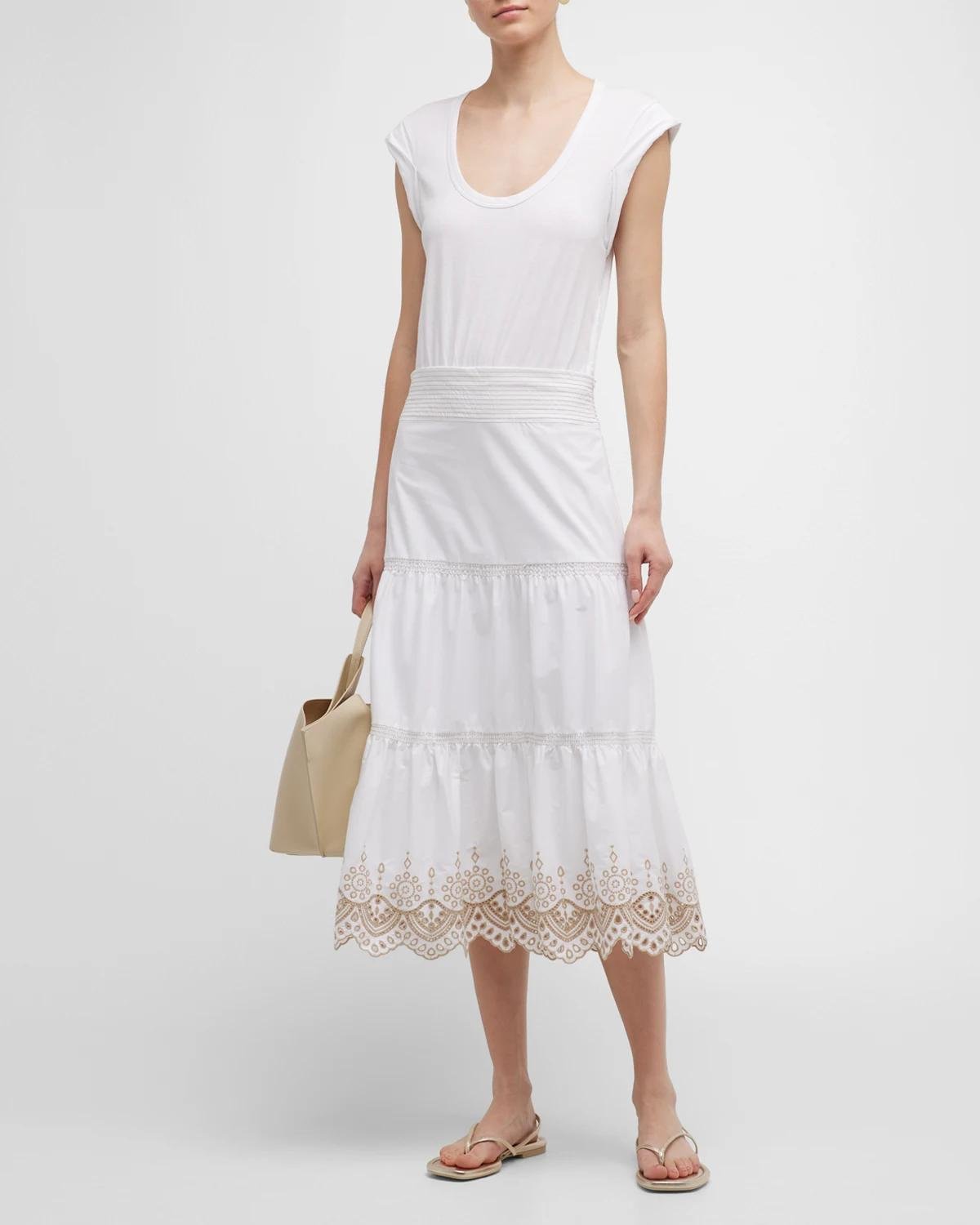 Amaia Tiered Embroidered Midi Dress by VERONICA BEARD JEANS