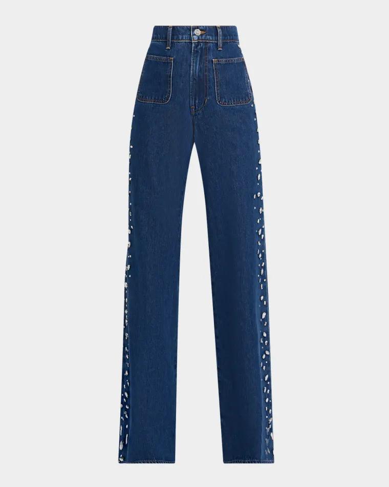 Kasey Embellished Mid-Rise Jeans by VERONICA BEARD