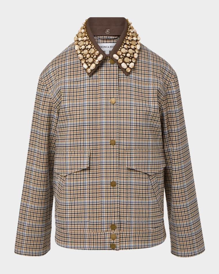 Kasper Boxy Plaid-Print Jacket by VERONICA BEARD
