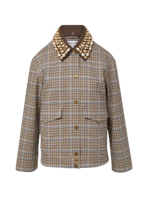 Kasper plaid-pattern embellished-collar jacket by VERONICA BEARD