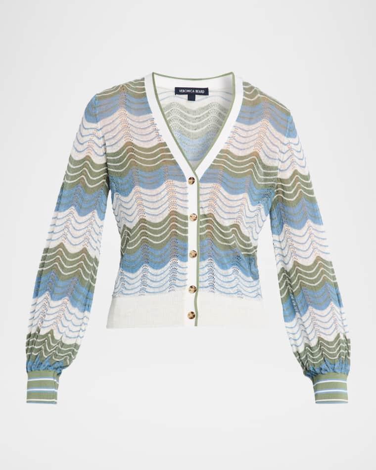Laurinor Wavy Pointelle Knit V-Neck Cardigan by VERONICA BEARD