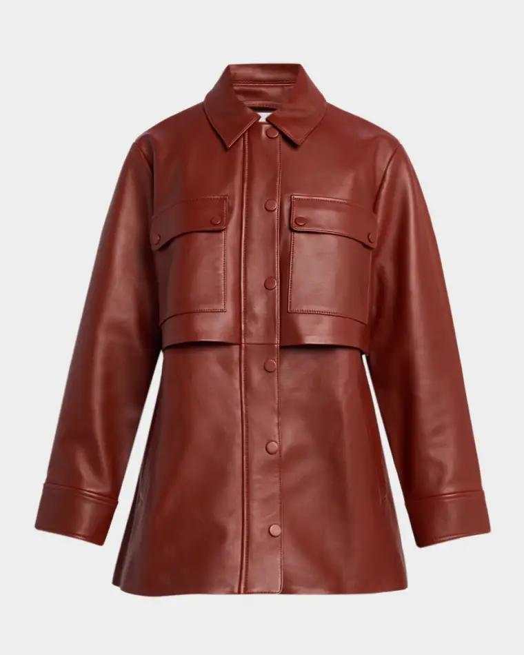 Liora Leather Dickey Coat by VERONICA BEARD