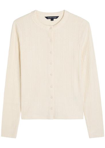 Lira pointelle stretch-knit cardigan by VERONICA BEARD