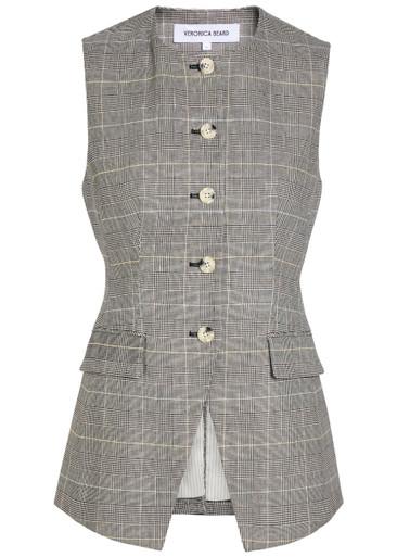 Lois checked linen-blend vest by VERONICA BEARD
