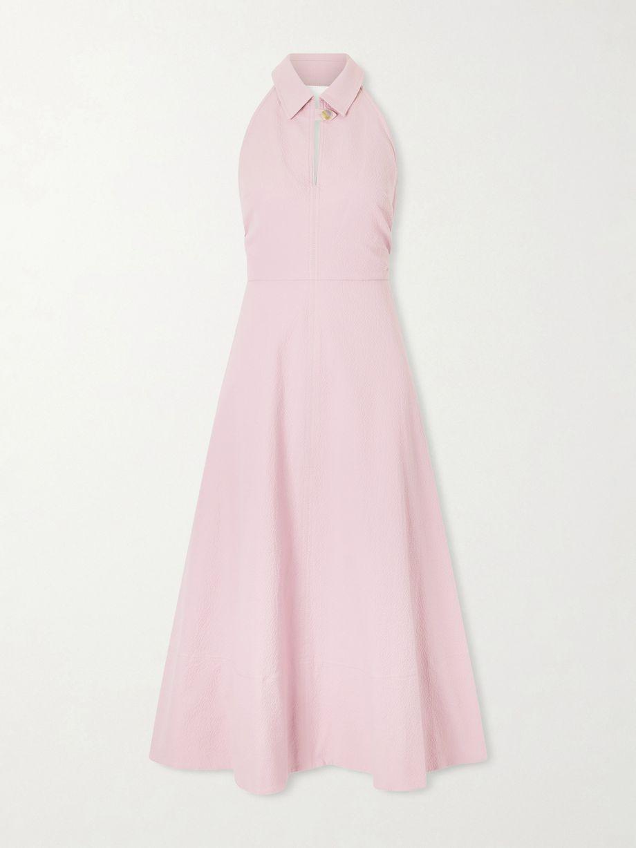 Mackey cotton-blend seersucker halterneck midi dress by VERONICA BEARD