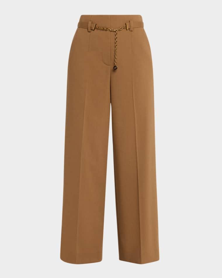 McGrath Wide-Leg Pants with Chain Belt by VERONICA BEARD