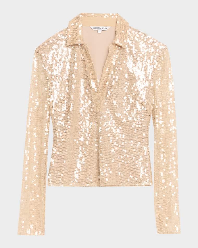 Meryl Sequined Long-Sleeve Top by VERONICA BEARD