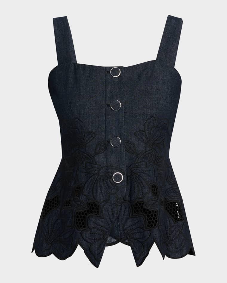 Mirielle Embroidered Denim Top by VERONICA BEARD