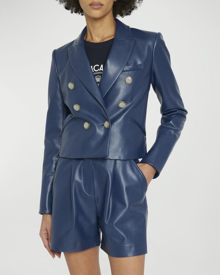 Nevis Tailored Faux-Leather Jacket by VERONICA BEARD