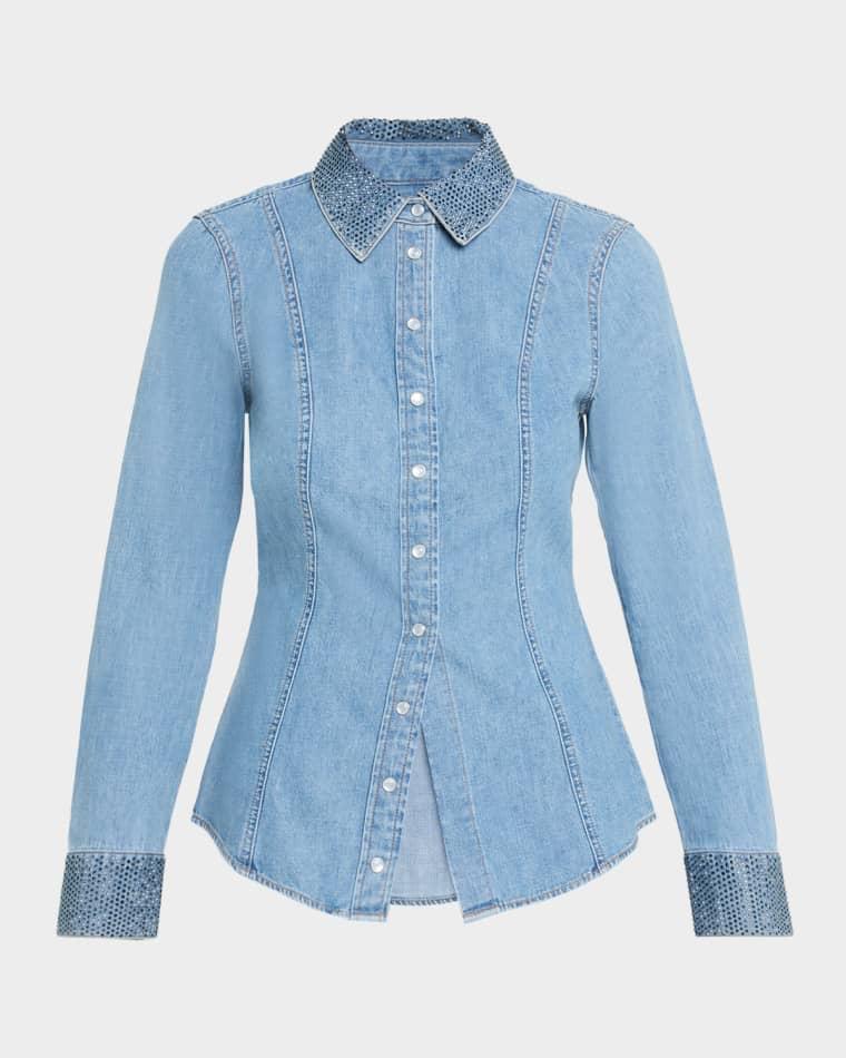 Noah Denim Crystal-Trim Shirt by VERONICA BEARD