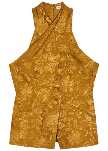 Pacey floral-jacquard satin top by VERONICA BEARD