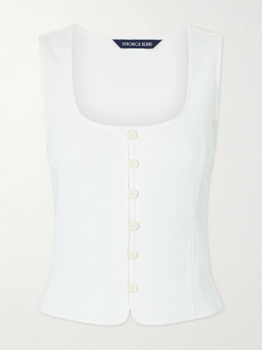 Quenby ribbed cotton-blend tank top by VERONICA BEARD